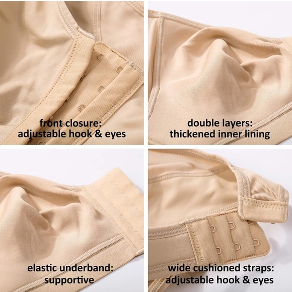 NWT DELIMIRA Front Closure Posture Wireless Back Support Full Coverage Bra, 38 E - Picture 4 of 9